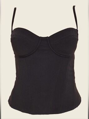 Black Structured Bustier Top with Removable Straps